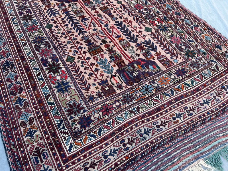 7x9 Vintage Afghan Baluchi Rug, Handknotted Soft Wool Tribal oriental Floor Rug gallery