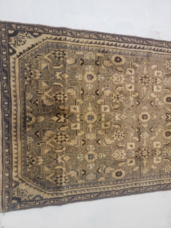 Antique Oriental Hand-Knotted Wool Runner Beige/Brown 2'6" x 9'4" gallery