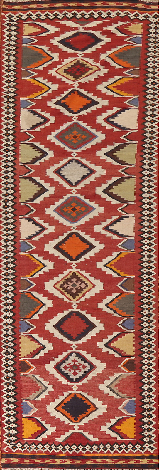 Vegetable Dye Kilim Reversible 13 ft. Runner Rug 4x13 Flatweave Carpet gallery