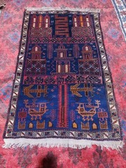 133×83 cm Handmade Afghan War Art Vintage Wool rug