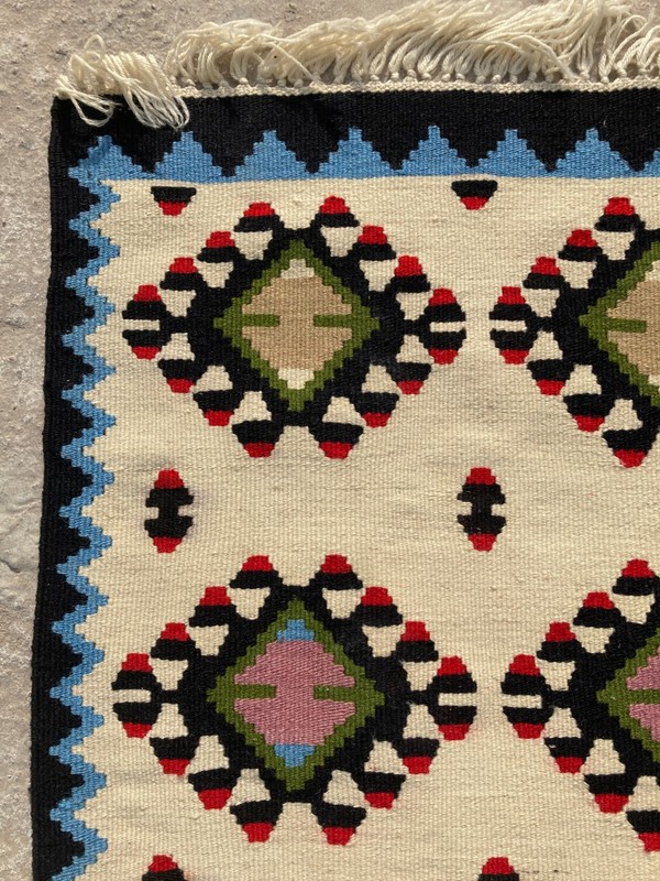 Vintage Handmade Traditional Geometric Wool Kilim Runner Rug 198x52 cm gallery