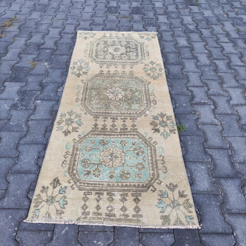 Pastel Vintage Area Rug 2.62 x 6.36 ft , 3x6 Handmade Wool Rug 80 x 194 cm gallery