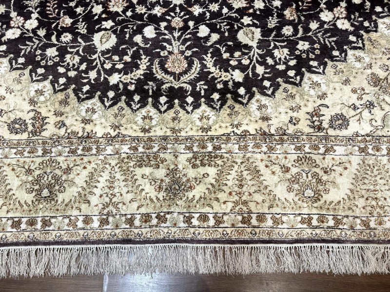 Indian Kashmiri Silk Rug 10x14, Floral Medallion gallery