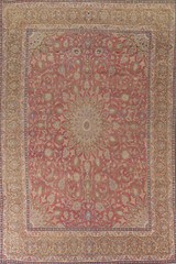 Floral Pink/ Brown Ardakan Area Rug 9×13 Handmade Living Room Vintage Carpet