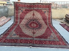 Vintage Turkish Inspired Oversized Caucasian Medallion Rug, Red Palace Size Rug