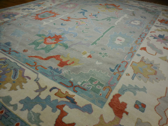 Turkish Oushak Rug, Modern Multicolored Area Rug 12x15, Handmade Rug gallery