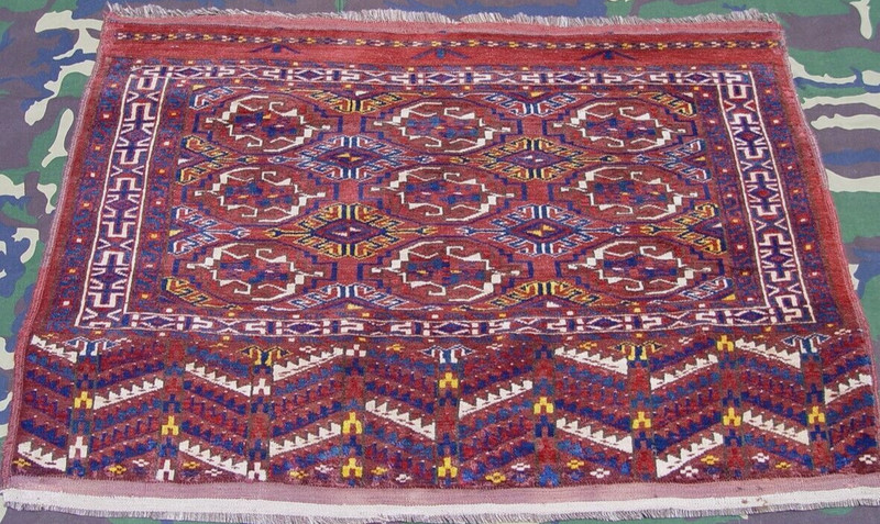 Antique Turkmen Yomud Torba Saddle Bag face Hand Knotted Wool Rug 2'8" x 3'7" gallery