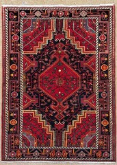 Hand Knotted Vintage 5×7 Wool Tribal Geometric Black Area Rug Tuyserkan