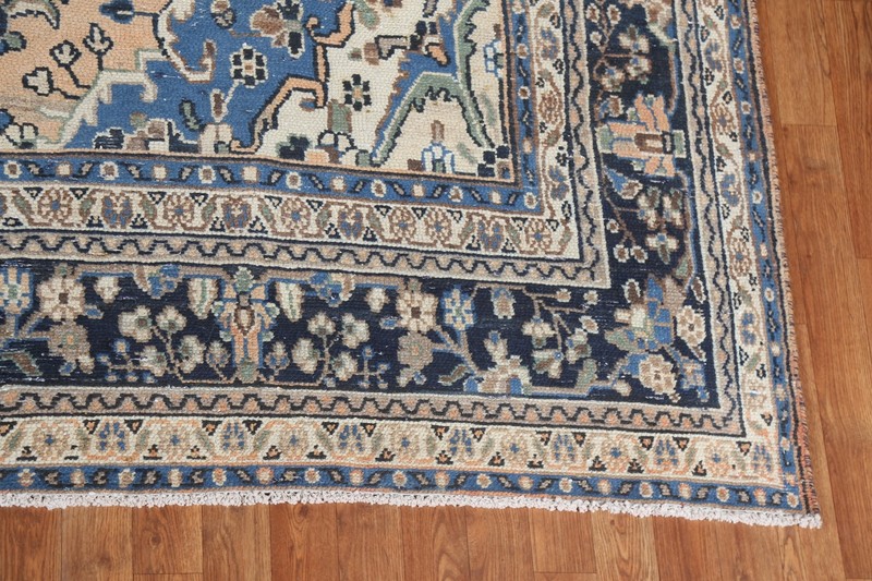 Vintage Muted Peach Hamedan Area Rug 9x12 ft Hand-knotted Low Pile Wool Carpet gallery