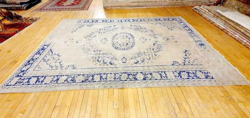 Rare Antique Wool Pile Muted Dye Distressed Oushak Bohemian Area Rug 7x10ft gallery