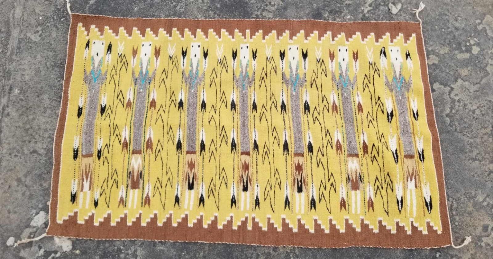 Vintage Handmade Native American Navajo Yei Wool Multicolor Rug 130 x 79 cm gallery