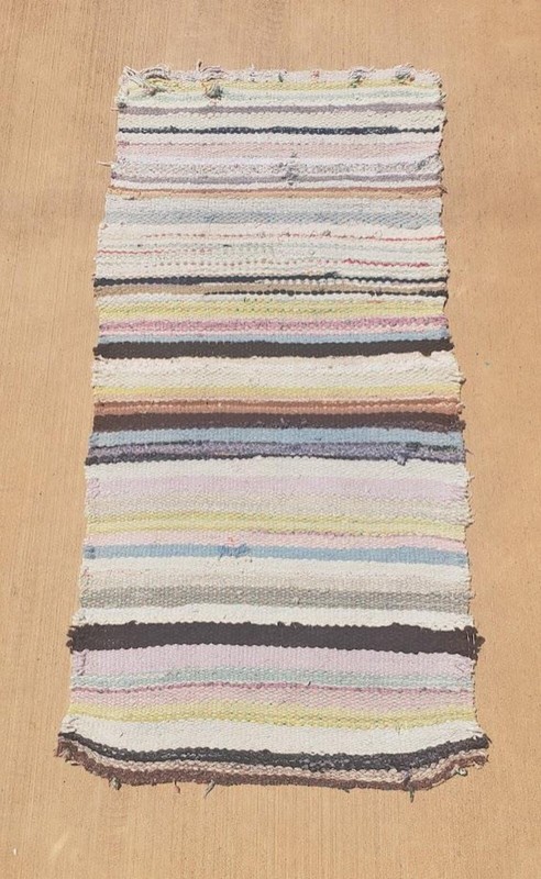 Vintage Farmhouse Handmade Rag Rug Multi-Color Stripe Flatweave Design 47"x 22" gallery