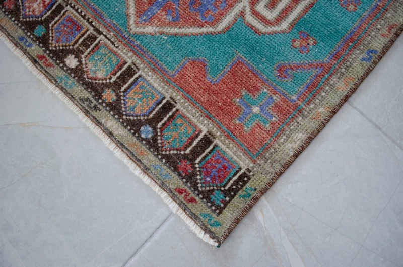 Wool Door Mat, Vintage Turkish Rug Handmade Small Rug, Kitchen Rug 2x4 ft approx gallery