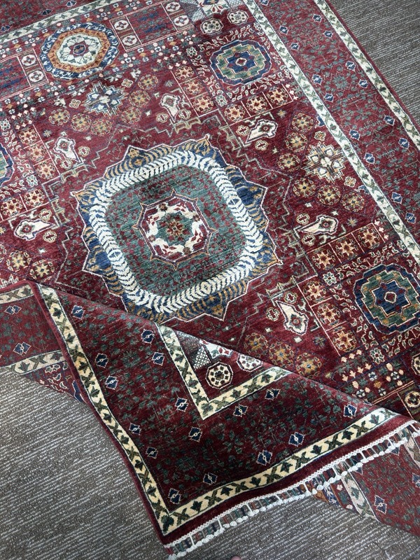 Afghan Mamluk Wool Rug 6x8 Ft Fine Quality Hand Knotted Geometric Area Carpet gallery