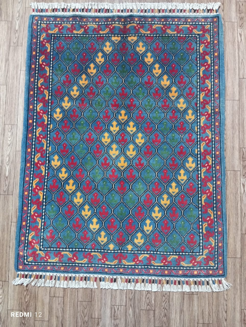 Vintage Afghani Rug - Traditional Geometric Pattern, Handwoven 1.03 x 0.78 m, Tr gallery