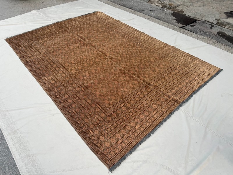 6'7x9'6 Antique Turkmen Bukhara Hand Knotted Tribal Geometric Wool Area Rug Rare gallery