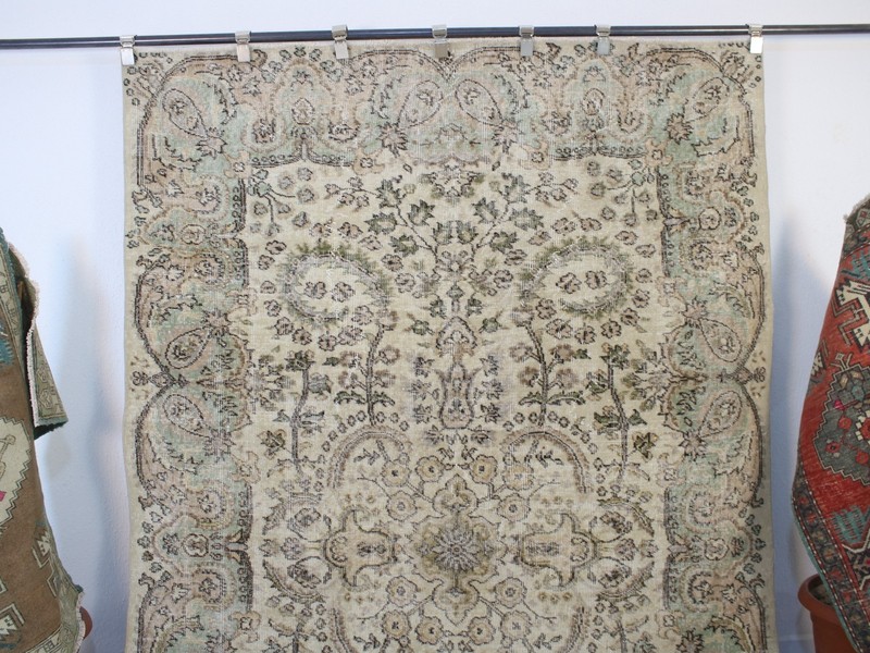 6x9 Turkish Handmade Area Rug Beige Green Brown Floral 5.8x8.9 ft gallery