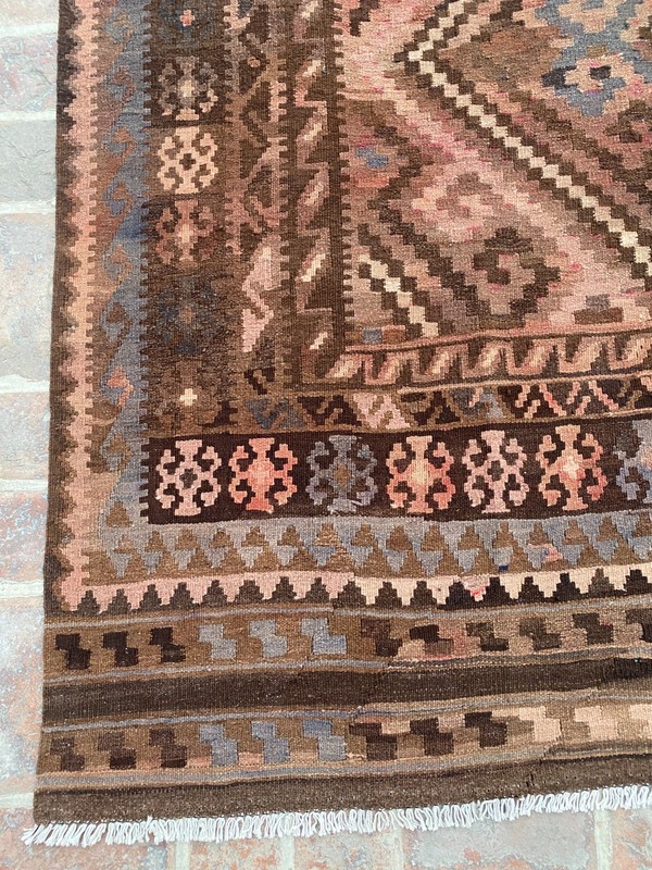 Terracotta Brown 7.8x12.2ft Afghan Kilim Rug Handmade Tribal Flatweave Wool rug gallery