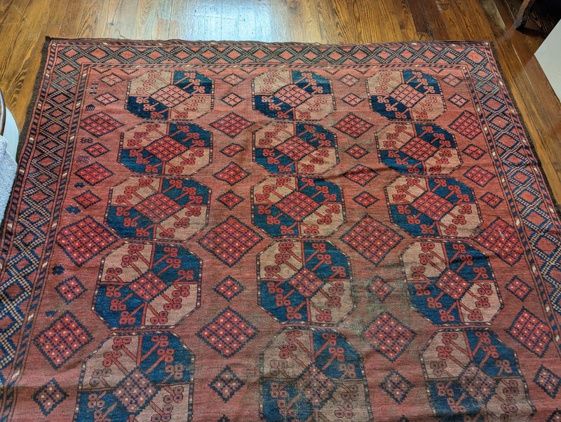 Antique (C. 1900) Afghan Turkmen Rig, 6'10" X 7', In Storage 60+ Years gallery