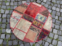 Patchwork rug, Turkish rug, Vintage rug, Handmade rug, Wool rug 3,2 x 3,2 ft