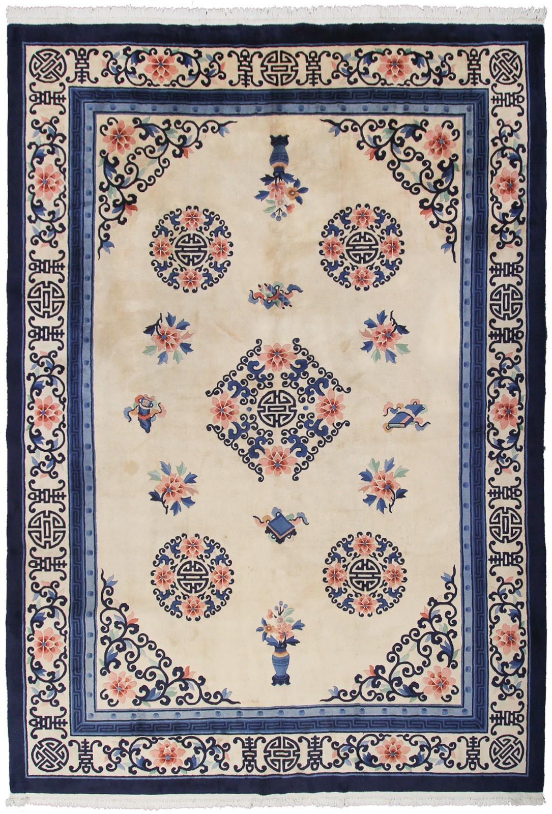 9x12 Vintage Chinese Peking Art Deco Rug Ivory 254cm x 353cm C.1930 gallery