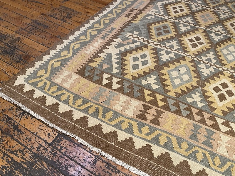 Bohemian Antique Tribal Flat-woven Kilim Rug from Kayseri Cappadocia 5'x6’6” gallery