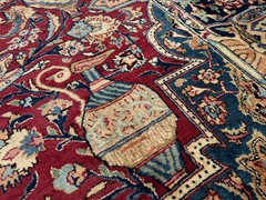 BIG ORIENTAL RUG ANTIQUE 10×13 FINE handmade vintage HAND-KNOTTED red blue 9×12