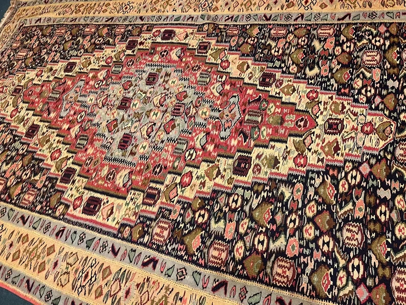 10 X 7 FT Stunning Vintage Super Fine Quality Senneh Knots Floral Kilim gallery