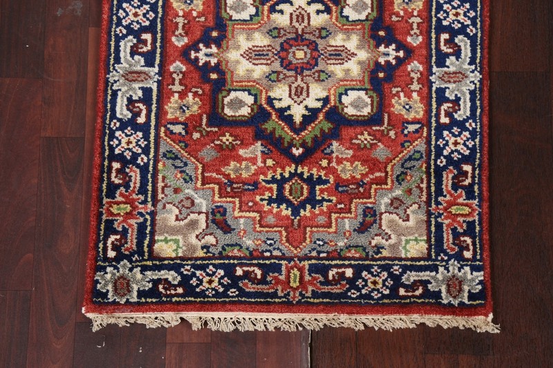 Geometric Heriz Serapi Indian Runner 2' 6" x 9' 7" Rug Hand-knotted Wool Carpet gallery