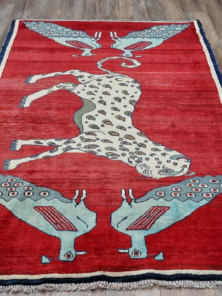 Turkish Bohemian Rug,(Tree Of Life)Nature Birds, Hunting Lion Area Rug, 4.5x7 Ft