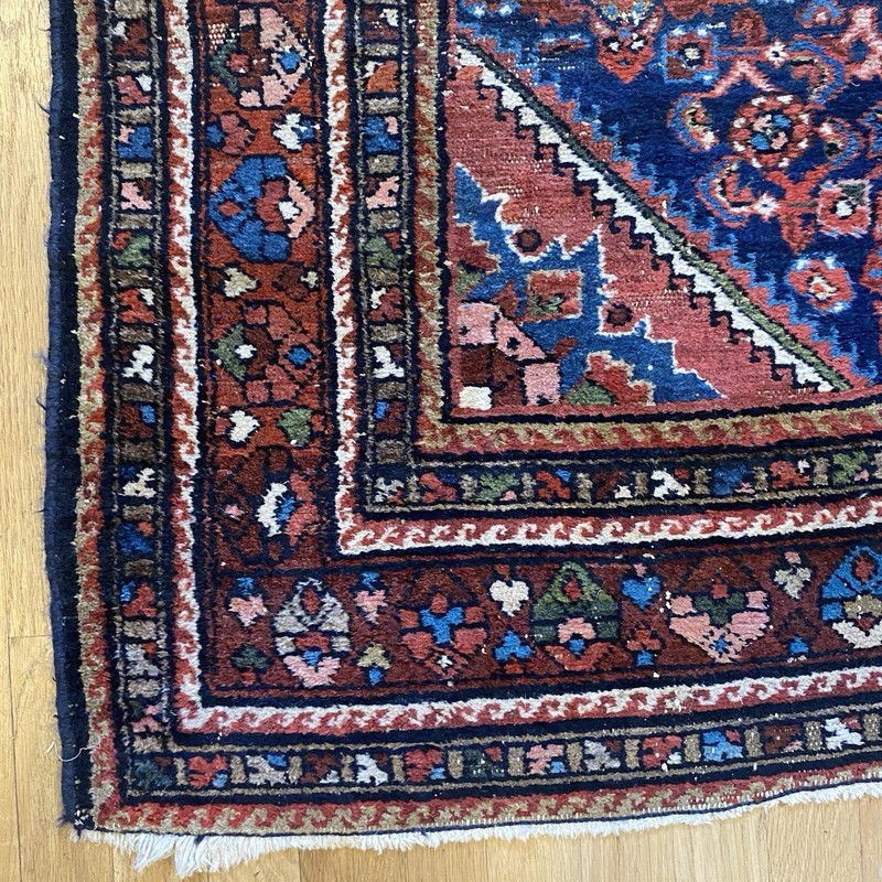 Vintage Rug 3' 5 x 4' 10 Blue Hand Knotted Farmhouse Oriental Rug gallery
