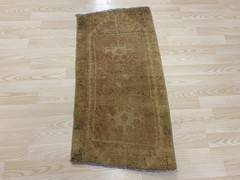 Antique Turkish Rug 1.5×3 ft Vintage Faded Khaki Earthy Carpet Boho Mat