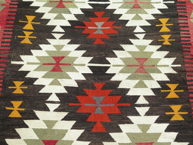 Vintage Geometric Tribal Turkish Carpet, Handmade Large Multicolor Rug 68"x105" gallery