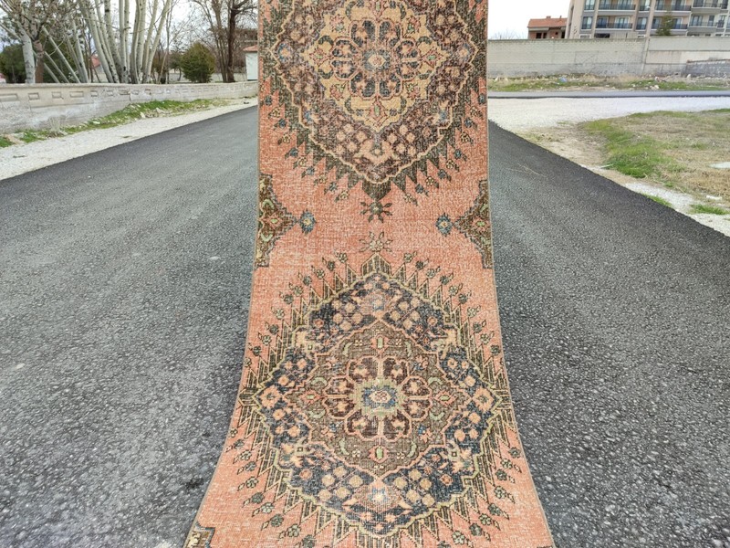 20 ft extra long runner rug Hallway, Long runner Turkish Oushak vintage 3x20 gallery