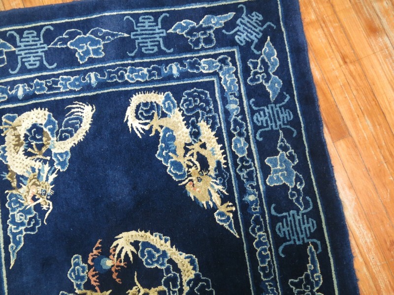 Antique Chinese Peking Dragon Rug Size 4'1''X6'1'' gallery