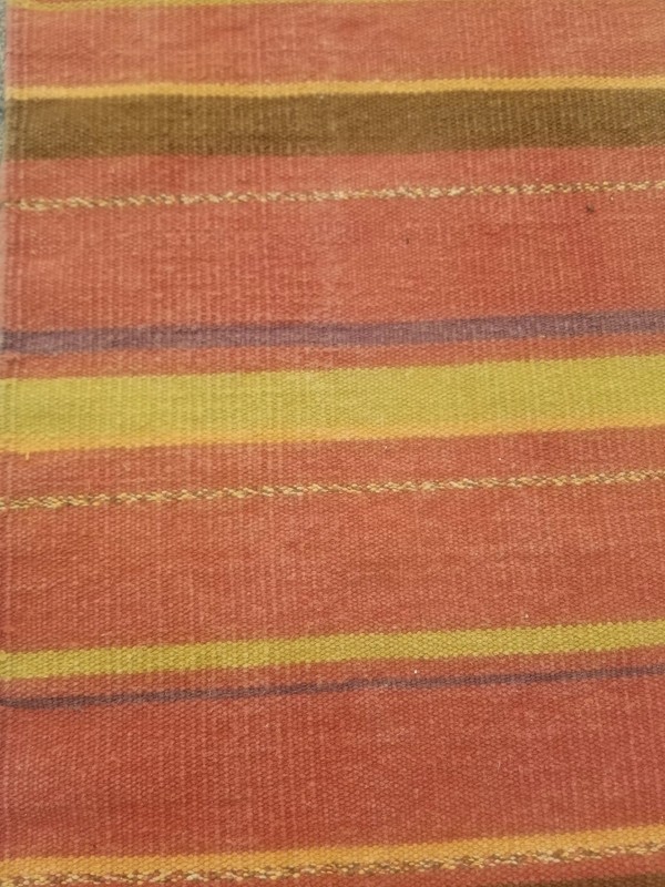 Vintage Handmade Oriental Striped Wool Multicolor Kilim Runner 6.8x1.2 ft gallery