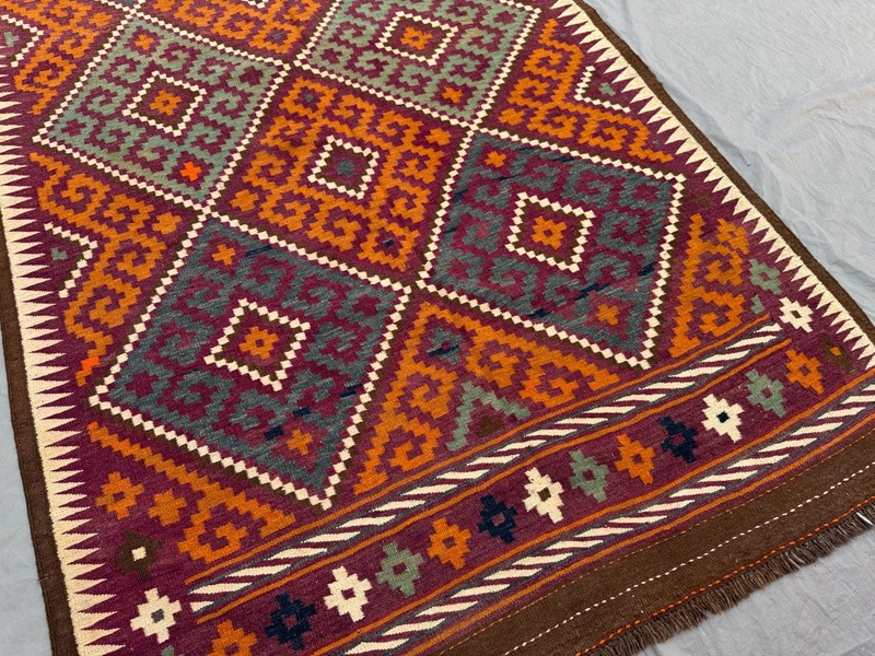 5'3x12'8 Ft Vintage Afghan Baluchi Geometric Kilim Triba Wool Runner Rug gallery