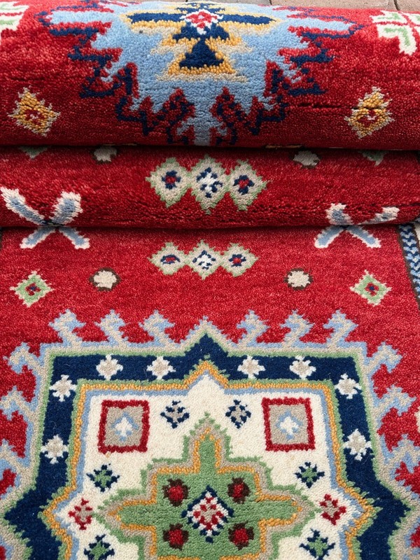 New Fine Quality Tribal Kazakh Runner Handmade in India, Thick Soft Pile, 2x9 gallery