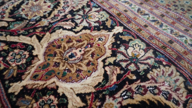11'5" x 16' Silk & Wool Tabrizz Herati Hand Knotted Navy Blue Superb Quality Rug gallery