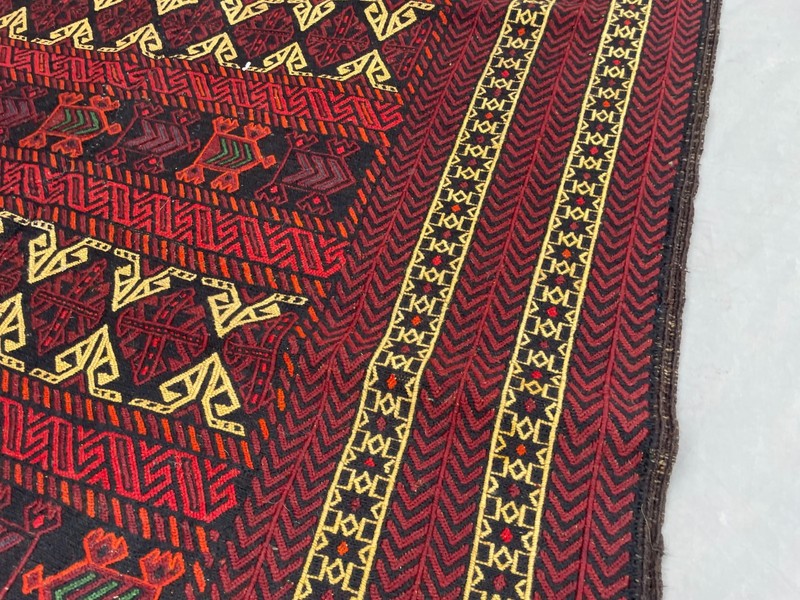 Vintage Afghan Sumak Kilim Rug 4'4 x 7'2 ft - Geometric Tribal Wool Area Rug gallery