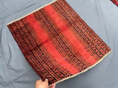 Antique Turkmen Rug 2’8×3 – Hand-Knotted Wool Accent Mat Tribal Afghan Decor