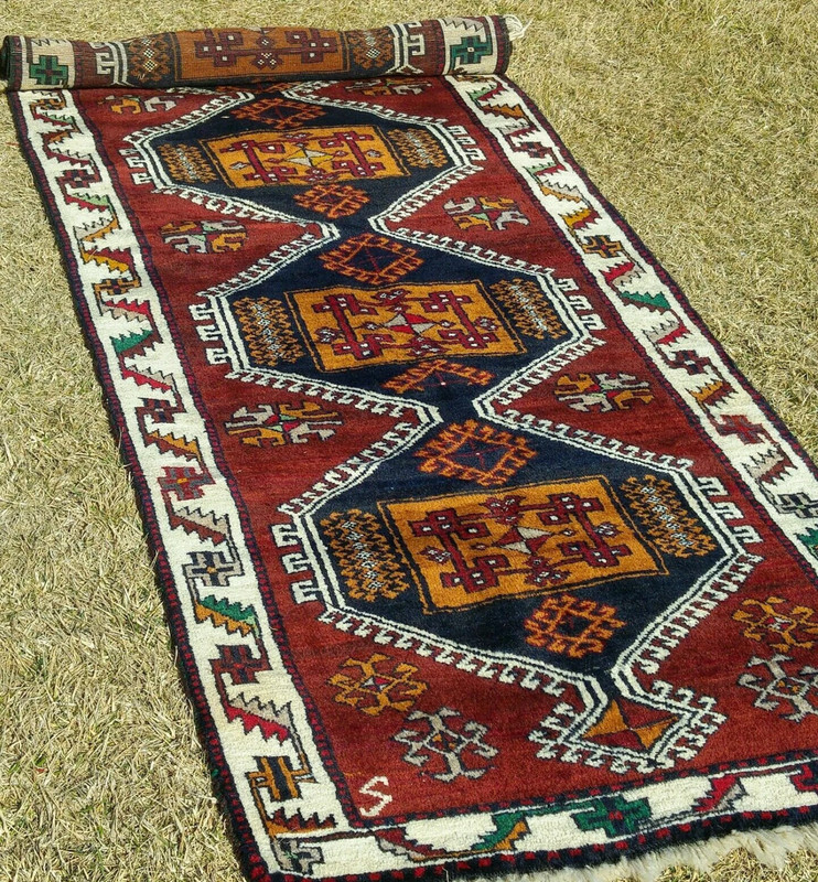 Masterpiece Cr1920-1940s Antique Kurdish Tribal Tent-Woven Runner Rug 3'4"×9'9" gallery