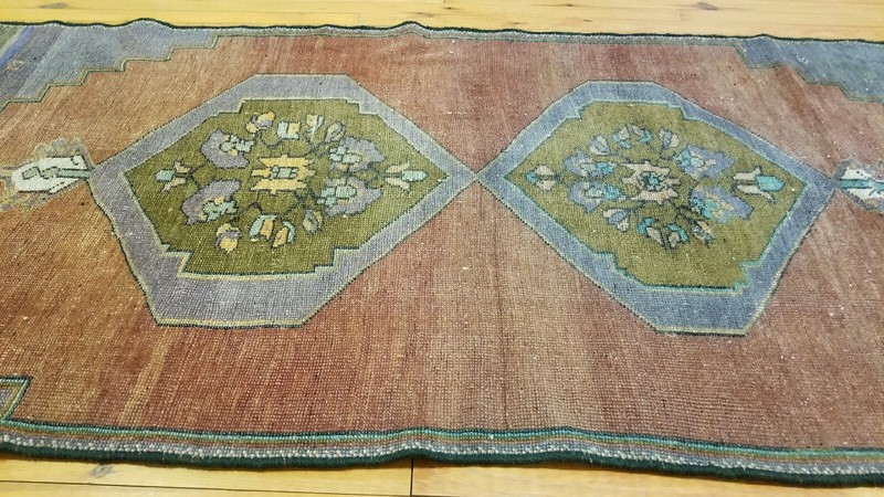 Exquisite Antique 1940-1950's Natural Colors Wool Pile Tribal Rug 2’10”x 6’8” gallery