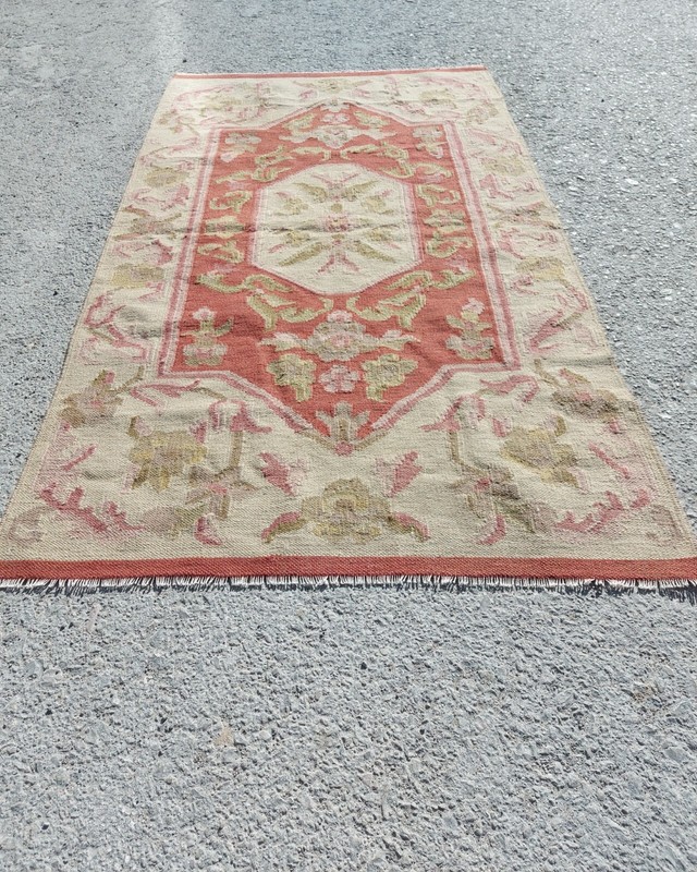 Handmade Wool Tribal Beige Rug 3x5 Scandinavian Carpet Rug Vintage American Rug gallery