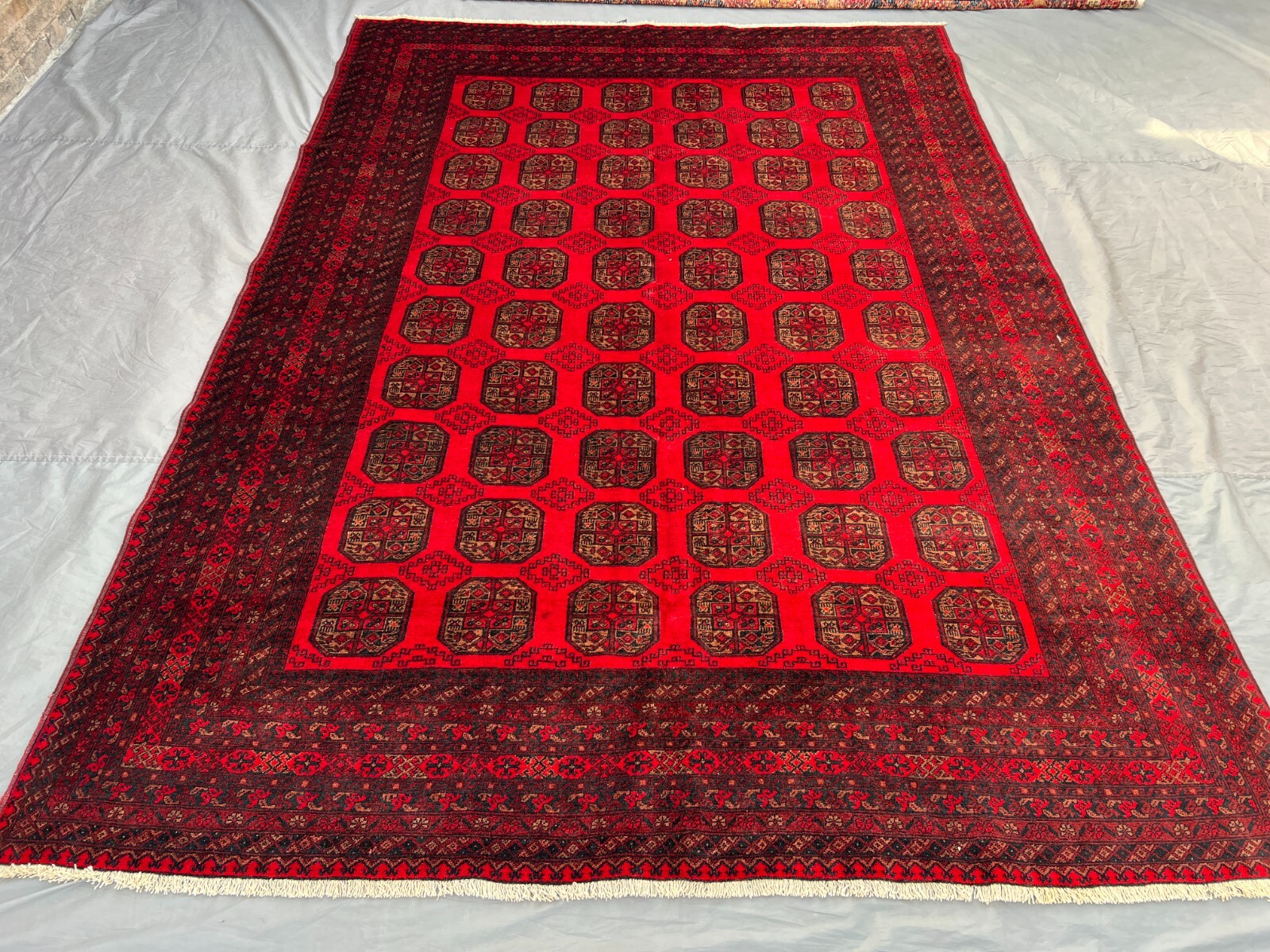 8 x 11 Turkoman Rug – Afghan Elephant Foot Wool Tribal Carpet, Geometric pattern gallery