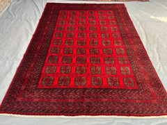 8 x 11 Turkoman Rug – Afghan Elephant Foot Wool Tribal Carpet, Geometric pattern