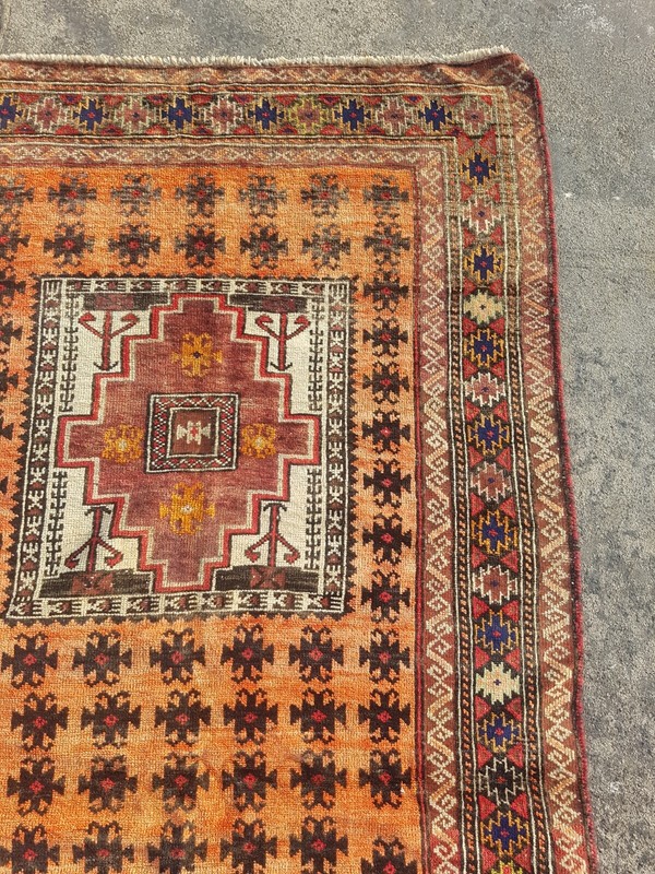 Vintage Hand Made Traditional Rug Oriental Wool Multicolor Carpet 205x110 cm gallery