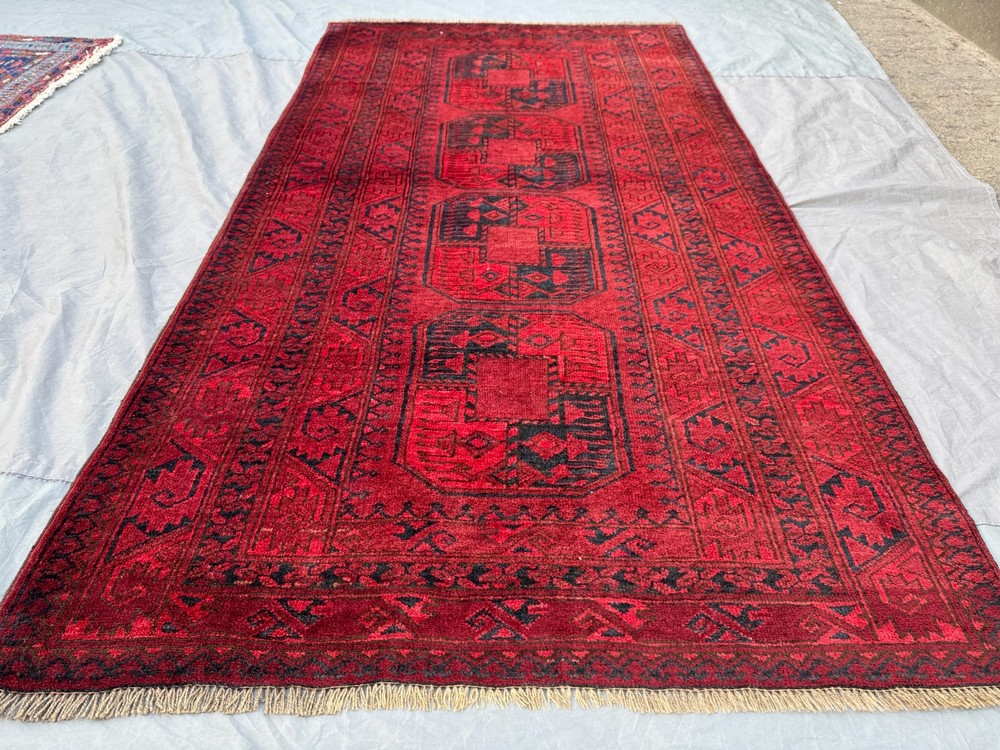 Antique Turkmen Bukhara Wool Rug Rare Vintage Red Nomadic One Of A Kind Area Rug