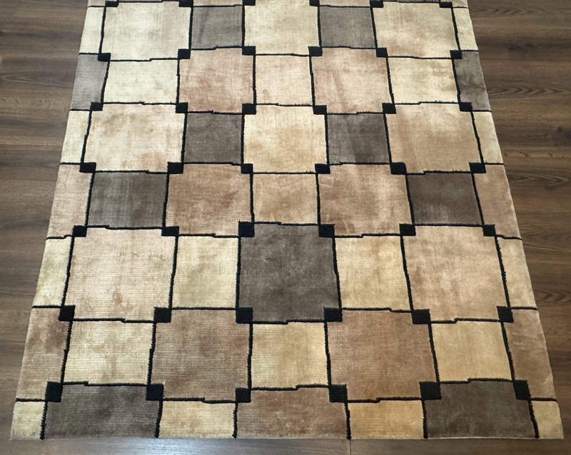 Tibetan Wool Rug 5x8 Contemporary Modern Abstract Carpet Soft Thick Pile, Pair B gallery