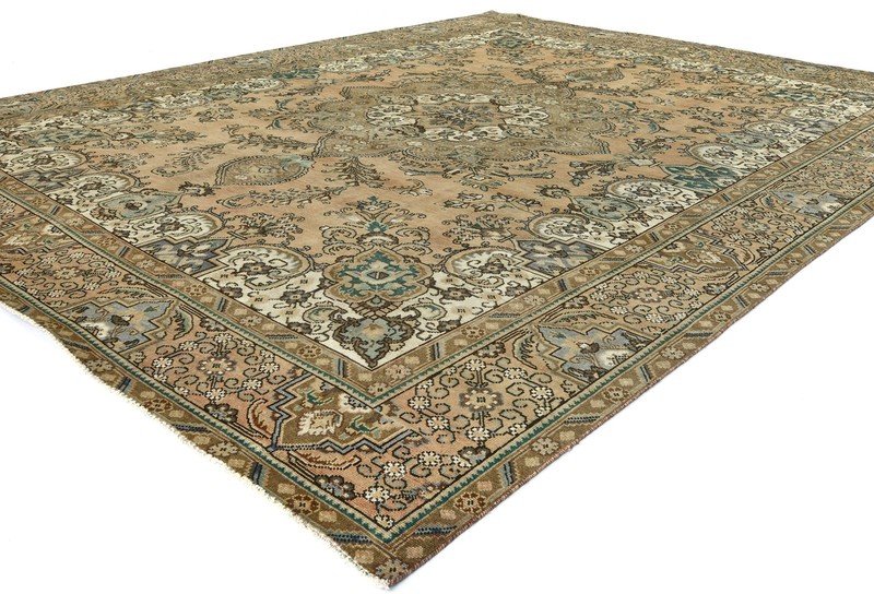 Vintage Floral Traditional Distressed Oriental Rug Muted Carpet 9'8X12'5 ft gallery